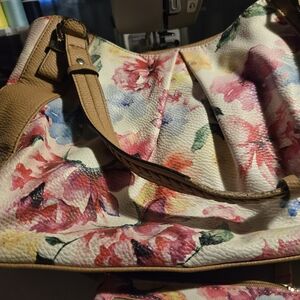 Source Unknown Floral Shoulder Bag - Multicolor and Tan